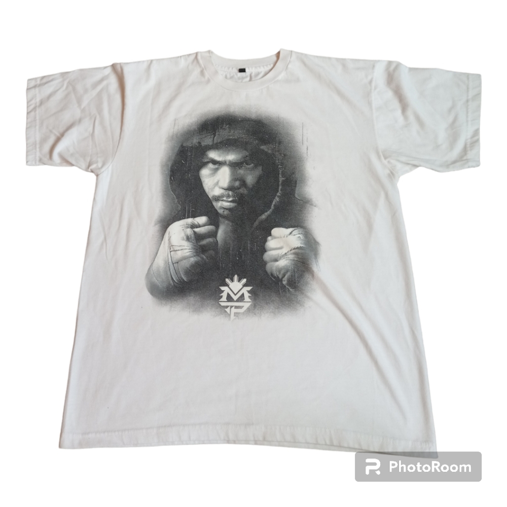 Tshirt, Size XL, Mani Pacquiro, Color White bad Black.